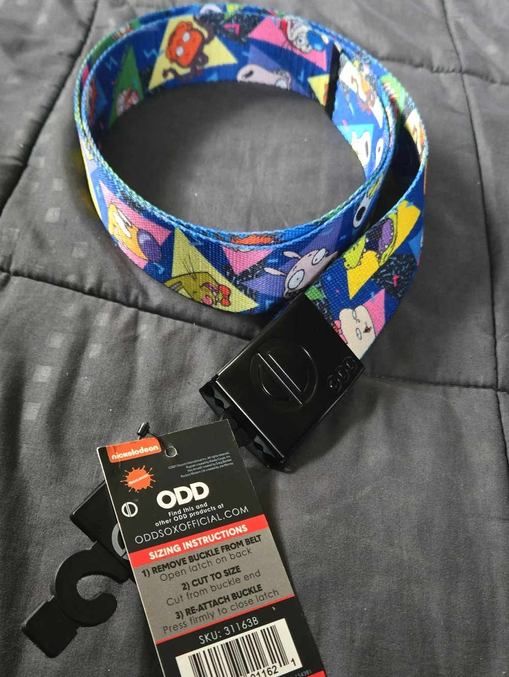 Nickelodeon Blue Cartoon Graphic Web Belt with Black Buckle